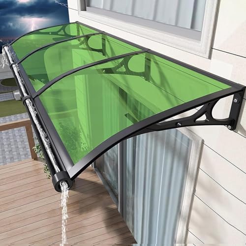 Outdoor Vordach Markise für Haustür UV-/Schnee-/Regenschutz Metallhalterung Wasserablauf Grün 120x100cm perfekt für Fensterabschirmung und Eingangsabdeckung von Generisch