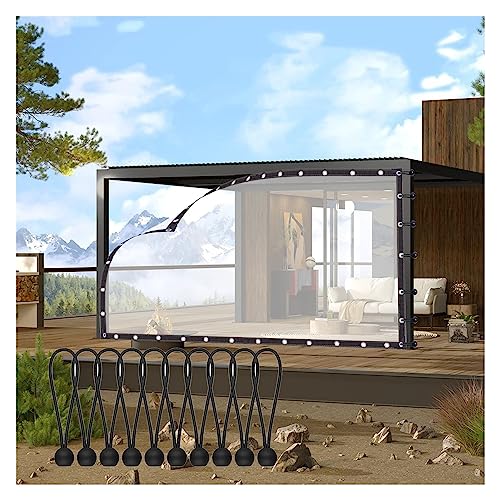 Outdoor Vorhänge Transparent Wasserdicht für Pergola und Pavillon 0,14mm Transparente Plane mit Ösen für Carport und Garten-Seitenwände von Generisch