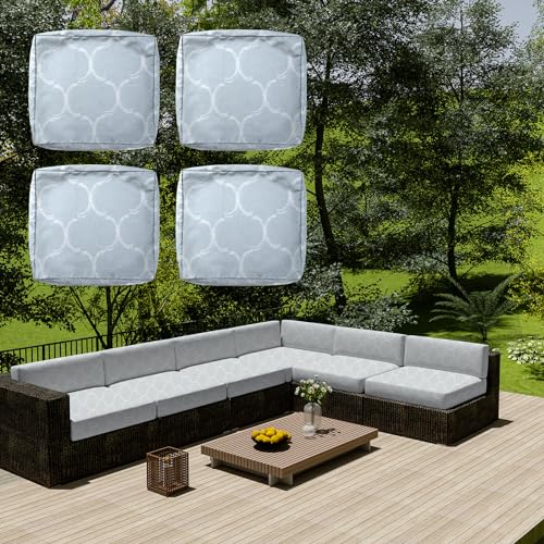 Outdoor Wasserdicht L-Form Sofa Set Grau Rattan Eckcouch mit Kissen (4 Stück, 65x65x10cm) Stilvolle Gartenmöbel für Terrasse & Balkon von Generisch