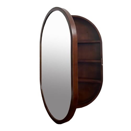 Ovaler Badezimmer-Spiegelschrank mit versteckten Regalen, stilvolle Aufbewahrung für Toiletten, Balkone, Hotels – 40 cm-B von Generisch