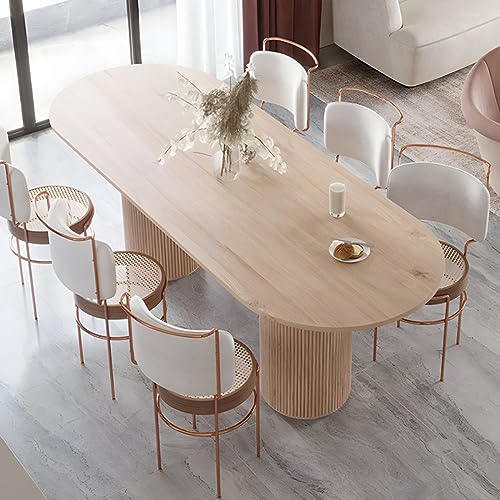 Ovaler Esstisch aus Holz, Doppelsockel, Küche, Esszimmer, natürliches rechteckiges Design, nur Tisch, 47,2 x 23,6 x 29,5 cm (L x B x H) von Generisch