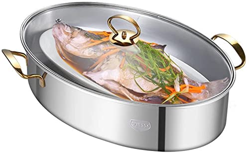 Ovaler Fischdampfer aus Edelstahl mit Gestell zum Dämpfen und Kochen, ideales Kochgeschirr für Fisch und Suppe Ovaler Fischdampfer aus Edelstahl mit Gestell zum Dämpfen und Kochen, ideales Kochgeschirr für Fisch und Suppe von Generisch