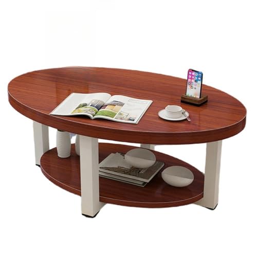 Ovaler zweischichtiger Couchtisch aus Holz, multifunktionaler kleiner Beistelltisch, geeignet für Wohnzimmer, Schlafzimmer und Balkon Ovaler zweischichtiger Couchtisch aus Holz, multifunktionaler kleiner Beistelltisch, geeignet für Wohnzimmer, Schlafzimmer und Balkon von Generisch