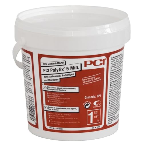 PCI Polyfix 5 Min. 1 kg Blitz-Zement-Mörtel zum Ausbessern, Befestigen und Montieren PCI Polyfix 5 Min. 1 kg Blitz-Zement-Mörtel zum Ausbessern, Befestigen und Montieren von Generisch