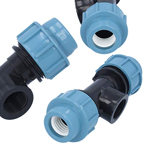 PN16 PE Rohr T-Stück 25x1/2''x25 IG Abzweig | Verlegerohr Fitting Verbinder Trinkwasser Wasserrohr Garten Wasserleitung Bewässerungssystem Zentrale Versorgungsleitung Pipeline Sprinklersystem von Generisch