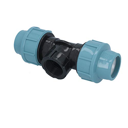 PN16 PE Rohr T-Stück 50x1 1/2''x50 IG Abzweig | Verlegerohr Fitting Verbinder Trinkwasser Wasserrohr Garten Wasserleitung Bewässerungssystem Zentrale Versorgungsleitung Pipeline Sprinklersystem von Generisch