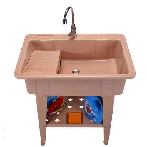 PP-Kunststoff-Waschtisch mit Wäschebrett, freistehendes Allzweckwaschbecken, Waschwanne, Reinigungsbecken mit Abtropfgestell und verstellbaren Füßen, Tragkraft 200 kg, für Waschküche, Garage PP-Kunststoff-Waschtisch mit Wäschebrett, freistehendes Allzweckwaschbecken, Waschwanne, Reinigungsbecken mit Abtropfgestell und verstellbaren Füßen, Tragkraft 200 kg, für Waschküche, Garage von Generisch