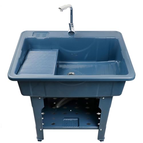 PP-Kunststoff-Waschtisch mit Wäschebrett, freistehendes Allzweckwaschbecken, Waschwanne, Reinigungsbecken mit Abtropfgestell und verstellbaren Füßen, Tragkraft 200 kg, für Waschküche, Garage PP-Kunststoff-Waschtisch mit Wäschebrett, freistehendes Allzweckwaschbecken, Waschwanne, Reinigungsbecken mit Abtropfgestell und verstellbaren Füßen, Tragkraft 200 kg, für Waschküche, Garage von Generisch