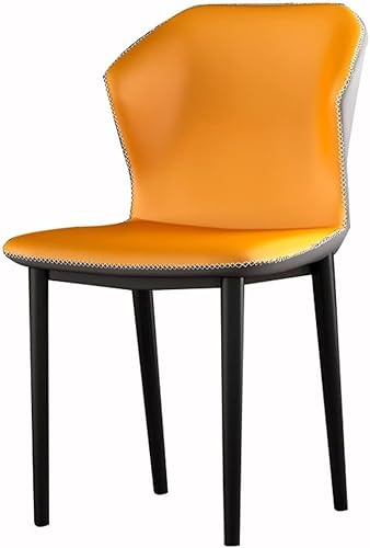 PU-Leder Küchen-Esszimmerstühle Wohnzimmer Sofa Stuhl Karbonstahl Rahmen Stilvolle Wohnmöbel für Schlafzimmer & Balkon (Orange & Grau) von Generisch