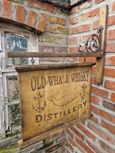 PUB HÄNGESCHILD HOLZSCHILD SCHILD OLD WHALE WHISKY POTTWAL WAL WALFANG MARITIM DEKO VINTAGE RETRO WERBESCHILD von Generisch