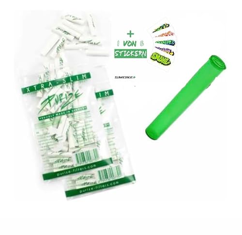 PURIZE 100 Stück Xtra Slim Size Aktivkohlefilter Ø 6mm (5,9 mm) + Joint Tube und Sticker (WEISS) von Generisch