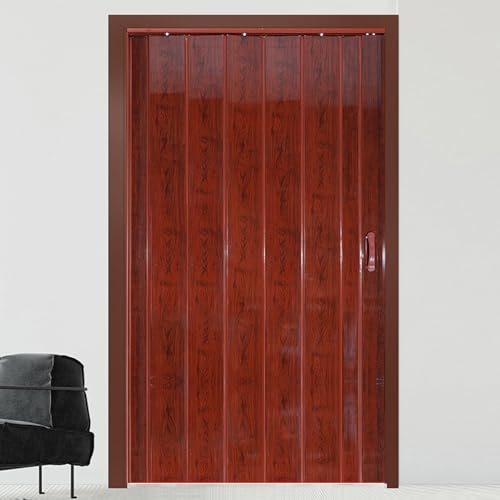 PVC Akkordeon Falttüren Benutzerdefinierte Größe Magnetische Akkordeon Innentür mit Hardware Einfache Installation Rot 157,5 x 203 cm Platzsparender Raumteiler von Generisch