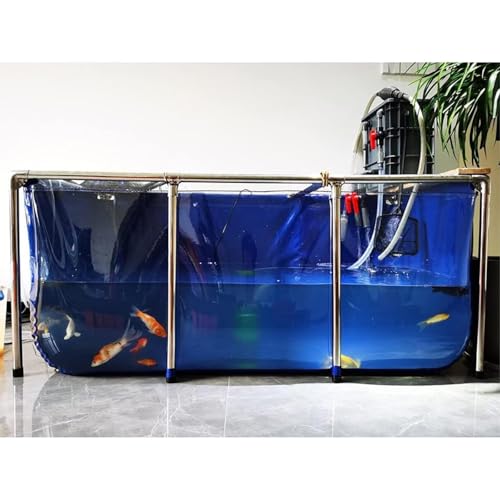 PVC-Canvas-Fischteich – großer Outdoor-Koi-Bing-Aquarium-Pool, 140 x 70 x 61 cm, Wasserspeichertank für Hinterhof, Garten (blau) von Generisch
