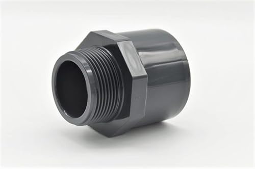 PVC Übergangsnippel | Übergangsmuffe | Klebemuffe/ Stutzen x Aussengewinde | PN 10 | (Ø50/63mm x 1 1/2 Zoll), Grau von Generisch