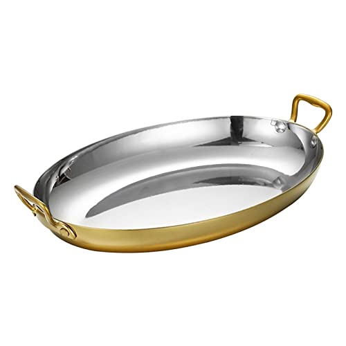 Paella-Pfanne aus Edelstahl, ovale Meeresfrüchte-Pfanne mit zwei Griffen für Zuhause, Restaurant oder Camping Kochgeschirr von Generisch