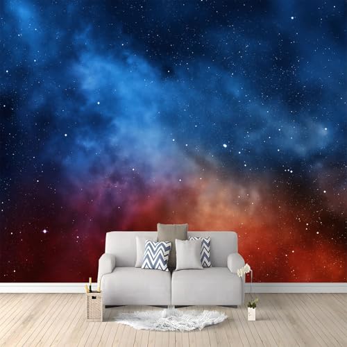 Panorama Tapete Mystisch Sternenhimmel Galaxie, Hellgelb Vliestapete Wandtapete für Büro Flur Schlafzimmer Wohnzimmer wand Dekoration - 250 x 175 cm (B x H) von Generisch