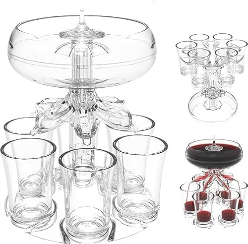 Party Getränkespender mit 6 Schnapsgläsern Set - Spiel Schnapsglas Spender Acryl Touchless Schnapsausgießer für Saft Spirituosen Apfelwein Whiskey Cocktail, Fun Bar Zubehör Home Geschenke (Transparent Party Getränkespender mit 6 Schnapsgläsern Set - Spiel Schnapsglas Spender Acryl Touchless Schnapsausgießer für Saft Spirituosen Apfelwein Whiskey Cocktail, Fun Bar Zubehör Home Geschenke (Transparent von Generisch