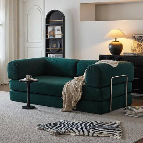 Passen Sie an, was Sie brauchen, faltbares Schlafsofa – 4-in-1 umwandelbare Schlafcouch mit Memory-Schaum und Armlehne für Wohnzimmer (Grün, 200 cm) von Generisch