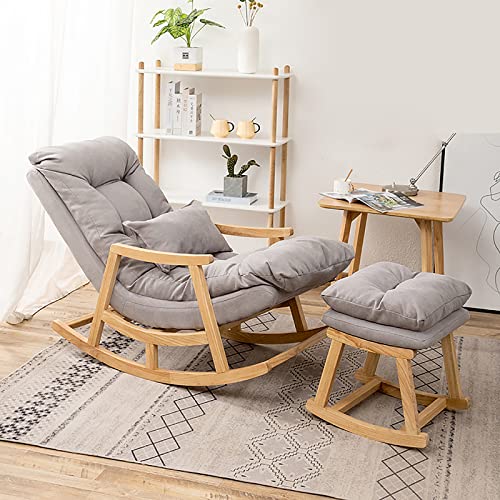 Patchwork Schaukelstuhl mit Massivholzbeinen & Fußstütze Hocker - Liegesessel für Wohnzimmer, Schlafzimmer, Büro Entspannung von Generisch