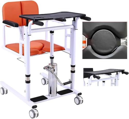 Patienten-Hebestuhl, Transfer-Badezimmer-Rollstuhl mit Esstischplatte, 180° einfaches Öffnen/Schließen, 95° neigbare Rückenlehne, Tragfähigkeit 150 kg, ideal für die Pflege älterer Menschen von Generisch