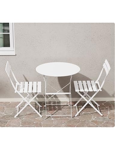 Patio-Bistro-Set, Tische und Stühle aus Eisen for den Außenbereich, Klapptisch und Stuhl, for Innenhof, Balkon, Wohnzimmer,(Cream) von Generisch