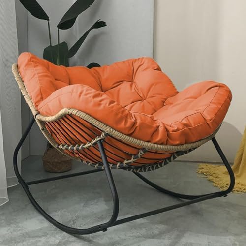 Patio Rocking Chair, Outdoor Papasan Lounge Chair, Oversized Rattan Wicker with Cushion Metal Frame, Comfortable Rocker for Indoor and Outdoor Patio Rocking Chair, Outdoor Papasan Lounge Chair, Oversized Rattan Wicker with Cushion Metal Frame, Comfortable Rocker for Indoor and Outdoor von Generisch