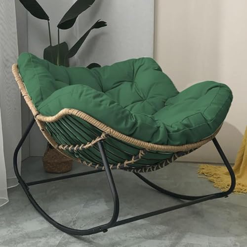Patio Rocking Chair, Outdoor Papasan Lounge Chair, Oversized Rattan Wicker with Cushion Metal Frame, Comfortable Rocker for Indoor and Outdoor von Generisch