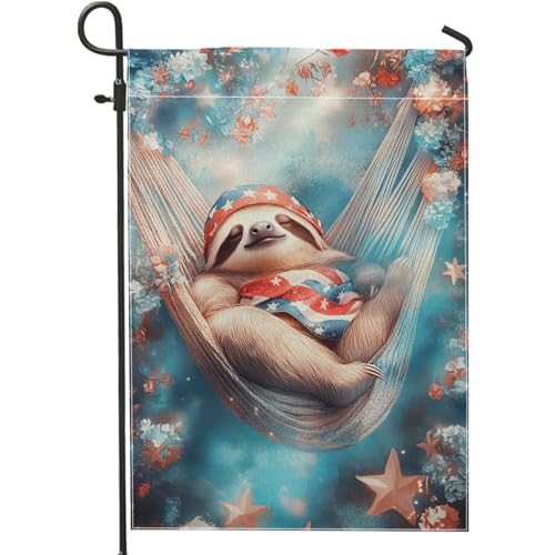 Patriotische Faultier-Gartenflagge, rot-weiß-blaue Hängematten-Dekoration für den 4. Juli, doppelseitiges Sommer-Rasenbanner, lustige Outdoor-Hof-Dekoration, 30,5 x 45,7 cm Patriotische Faultier-Gartenflagge, rot-weiß-blaue Hängematten-Dekoration für den 4. Juli, doppelseitiges Sommer-Rasenbanner, lustige Outdoor-Hof-Dekoration, 30,5 x 45,7 cm von Generisch