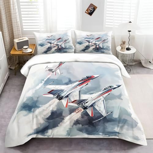 Pattern Bettwäsche Set Aquarell Flugzeug fliegen, 135 x 200 cm Bettwäsche Set, für Jungen Mädchen Erwachsene, Microfaser Qualität Bettbezug mit Reißverschluss mit 2 KissenbezugWeiß Grau Pattern Bettwäsche Set Aquarell Flugzeug fliegen, 135 x 200 cm Bettwäsche Set, für Jungen Mädchen Erwachsene, Microfaser Qualität Bettbezug mit Reißverschluss mit 2 KissenbezugWeiß Grau von Generisch