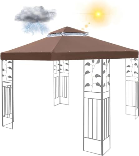 Pavillon Dach 3x3m Ersatzdach Wasserdicht & Winterfest – Doppeldach Pavillon Abdeckung Stabil Sturmfest für Garten & Partyzelt-Coffee Pavillon Dach 3x3m Ersatzdach Wasserdicht & Winterfest – Doppeldach Pavillon Abdeckung Stabil Sturmfest für Garten & Partyzelt-Coffee von Generisch