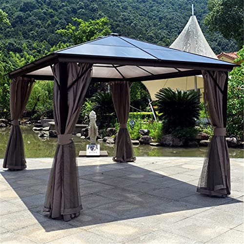 Pavillon aus Aluminium mit Dach aus Polycarbonat, Netzvorhängen und Seitenwänden - Unterstand im Freien für Gartenpartys von Generisch