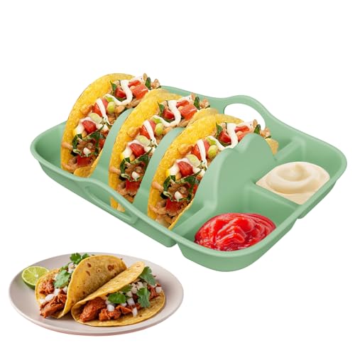Per Taco – Serviertablett mit -Tablett ___ integriert, wiederverwendbares Set für Partys, geteilt mit Seiten für Saucen, robuste Tabletts für Küche, Grill Per Taco – Serviertablett mit -Tablett ___ integriert, wiederverwendbares Set für Partys, geteilt mit Seiten für Saucen, robuste Tabletts für Küche, Grill von Generisch