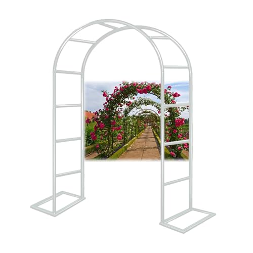 Pergola Laube aus Metall – Verstellbarer Gartenbogen Rankgitter für Kletterpflanzen Hochzeitsdekoration 140-350 cm breit stabile Stütze elegantes weißes Finish (350 x 220 cm) von Generisch