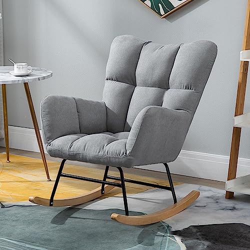 Perlglanz-Schaukelstuhl aus Samt mit Fußhocker, stilvoller Holz- und Metallgleiter für Wohnzimmer, Schlafzimmer, Studio, Komfort- und Freizeitmöbel von Generisch