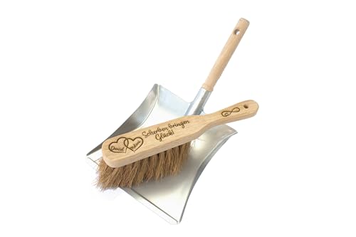 Personalisiertes Handfeger und Kehrschaufel Set – Individuelle Gravur mit Namen und Spruch – Geschenk zum Polterabend oder Einweihung von Generisch