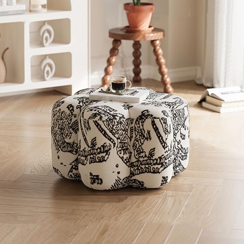 Petal-förmiger Ottoman-Fußhocker, vielseitiger gepolsterter Pouf für Wohnzimmer, Schlafzimmer, Eingangsbereich und Entspannung von Generisch