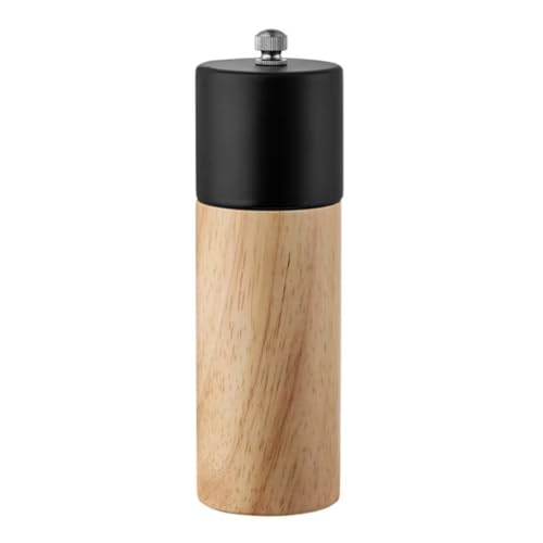 Pfeffermühle aus Holz, manuelle Salz- und Gewürzmühlen mit verstellbarem Keramikkern, Gewürzmahlwerkzeug für Küche (schwarz) von Generisch