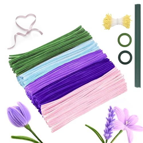 Pfeifenreiniger Pfeifenputzer zum Basteln Blumen: 500 Pfeifenreiniger Blumen Set mit 20 grünen Gel-Blumenstäben, Pipe Cleaner Flower Set für handgefertigte Blumensträuße und DIY-Dekorationen (Purple) Pfeifenreiniger Pfeifenputzer zum Basteln Blumen: 500 Pfeifenreiniger Blumen Set mit 20 grünen Gel-Blumenstäben, Pipe Cleaner Flower Set für handgefertigte Blumensträuße und DIY-Dekorationen (Purple) von Generisch