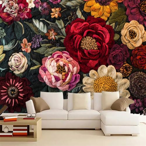 Pfingstrose 3D Selbstklebende Leinwandtapete Blumen Großes Wandbild Fototapete Poster-Tapete, Heimdekoration Für Jungen-Mädchen-Zimmer Teenager-Schlafsaal 430(B) x 300(H) cm von Generisch