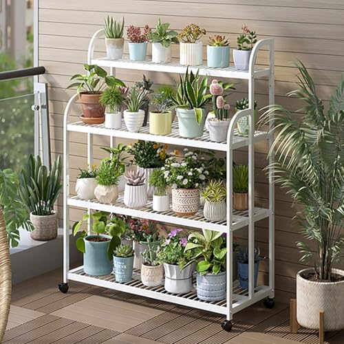 Pflanzenständer aus Metall, 4-stöckig, Treppenstil, Innen- und Außenbereich, beweglicher Blumentopfhalter für Wohnzimmer, Terrasse, Balkon, Garten Pflanzenständer aus Metall, 4-stöckig, Treppenstil, Innen- und Außenbereich, beweglicher Blumentopfhalter für Wohnzimmer, Terrasse, Balkon, Garten von Generisch