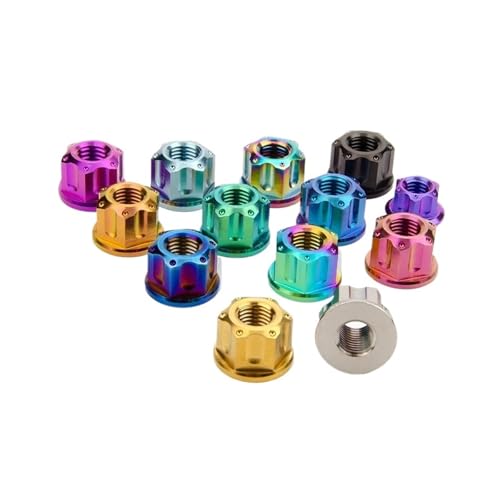 Pflaumenblütenflansch Sechskantmutter aus Titan for Motorrad und Fahrrad, Befestigungselement M5 M6 M8 M10 M12 M14 M16 M18 M20 (2 Stück)(B Ice blue,M6 P1.0) von Generisch