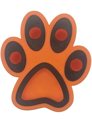 Pfotenhalterung Blutröhrchen Tierarzt – Hunde & Katzen Design – PETG 3D-Druck Laborhalter – für EDTA Serumröhrchen – Praxisorganisation – Veterinärbedarf (Orange - Schwarz, Hund 4 Löcher) von Generisch