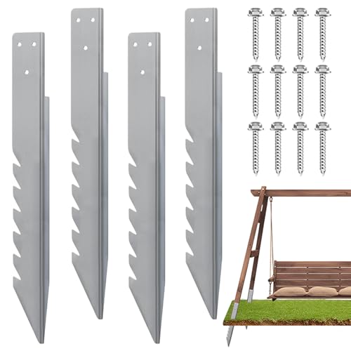 Pfundanker - Metall Bodenanker Spitze Zur Stabilisierung - 4 Stück Erdbefestigung mit Schrauben für Garten, Terrasse & Spielhäuser von Generisch
