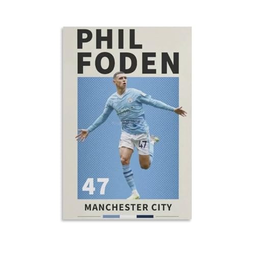 Phil Foden Fußball-Poster, Sportler-Poster (1) (2), Wandkunst-Poster, Drucke, Heimdekoration, Bild, Leinwand, Malerei, Poster, 50 x 75 cm von Generisch