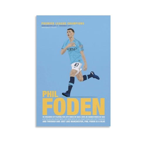 Phil Foden Fußball-Poster, Sportler-Poster (2) (1), Wandkunst-Poster, Drucke, Heimdekoration, Bild, Leinwand, Malerei, Poster, 50 x 75 cm von Generisch