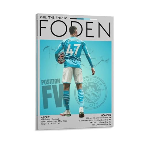 Phil Foden Fußball-Poster, Sportler-Poster (24), Wandkunst-Poster, Drucke, Heimdekoration, Bild, Leinwand, Malerei, Poster, 40 x 60 cm von Generisch