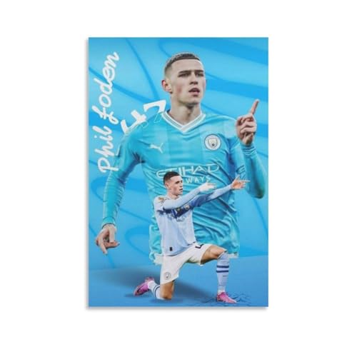 Phil Foden Fußball-Poster, Sportler-Poster (4), Poster, Gemälde, Leinwand, Wandkunst, Wohnzimmer, Poster, Gemälde, 40 x 60 cm von Generisch