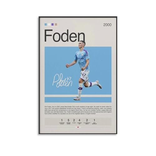 Phil Foden Fußball-Poster, Sportler-Poster (4) (1) Wandkunst-Poster, Drucke, Heimdekoration, Bild, Leinwand, Gemälde, Poster, 60 x 90 cm von Generisch