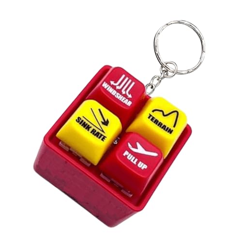 Pilot- und Crew -Alarm -Schlüsselbund -Sicherheitswarnung Schlüsselbund | Cockpit Safety Button Keyring | Wiederverwendbare laute Alarmschlüsselkette Glühen Simulator mit Taschenlampe für Reiseflugzeu von Generisch