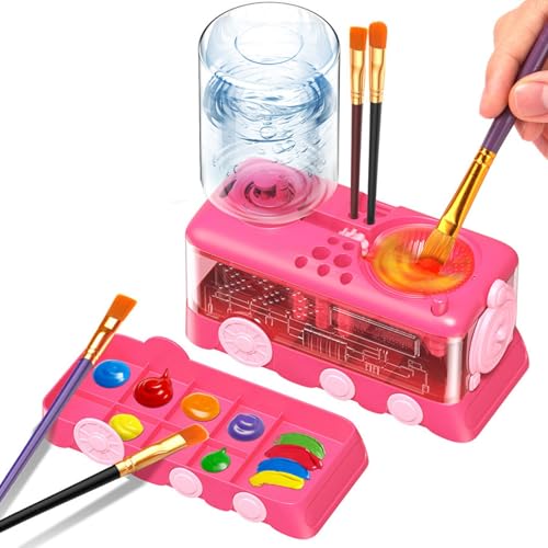 Pinselreiniger Bürstenspüler mit Farbwanne, Multifunktionaler Brush Rinser with a palette, Wasserkreislaufspüler für Aquarell und auf Wasserbasis, Pinselreinigungsgerät mit Abfluss und Pinselhalter von Generisch